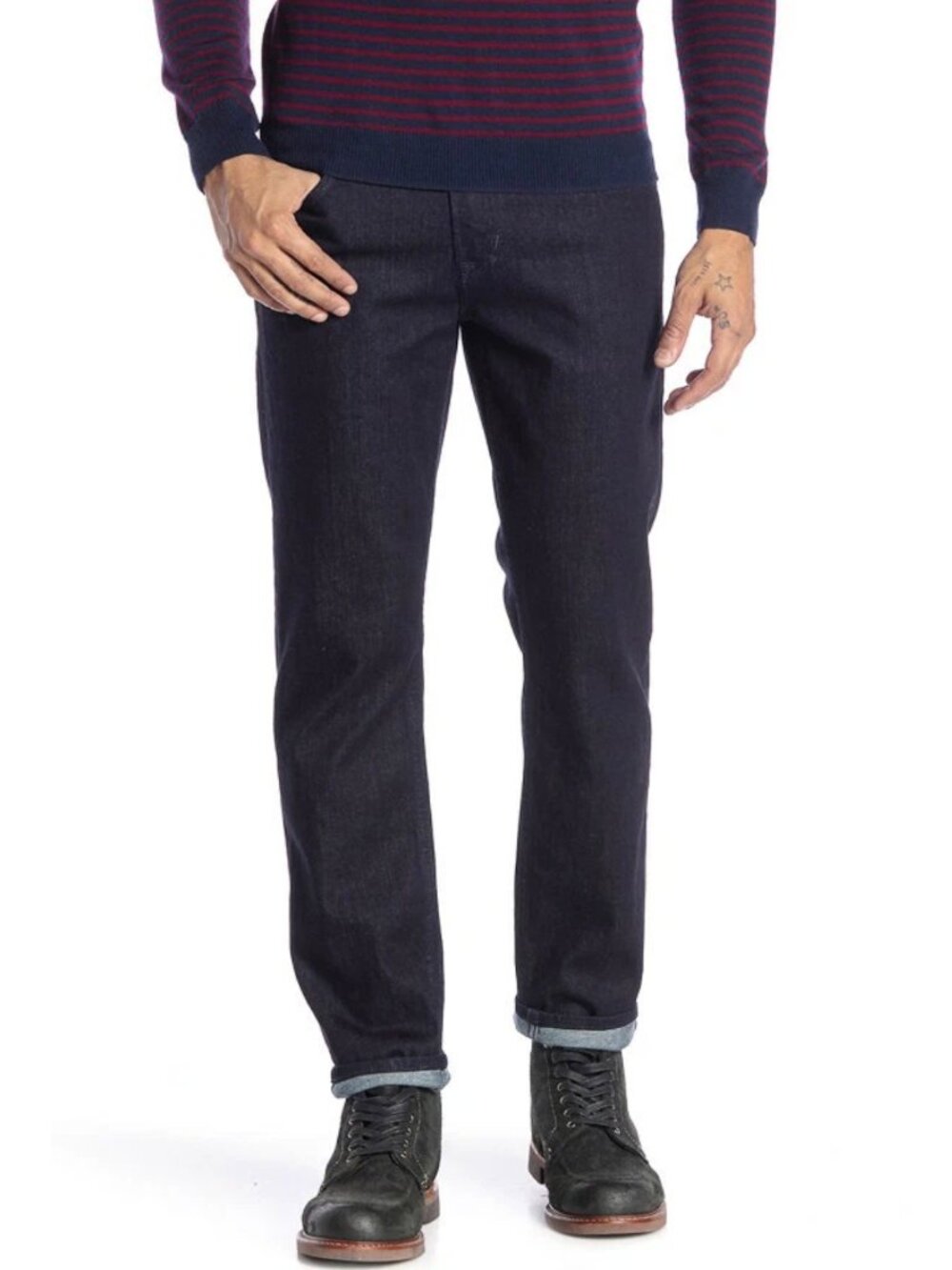 Hudson Blake Slim Straight Jeans Broy Wash Mens 31 Blue Dark Indigo Rinse Denim